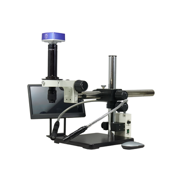 0.7-4.5X 8 Megapixels CMOS LED Light Boom Stand Video Zoom Microscope, SKU MZ02120402, three quarter front view