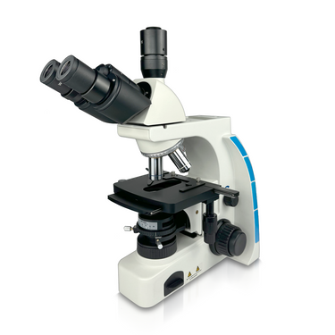 40X-1000X Biological Compound Laboratory Microscope, Trinocular, Halogen Light, Infinity Plan, SKU BM03020303, three quarter front view