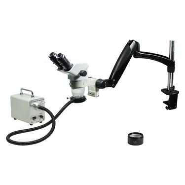 3.35-45X LED Light Pneumatic Arm Binocular Zoom Stereo Microscope, SKU SZ02060786, three quarter front view