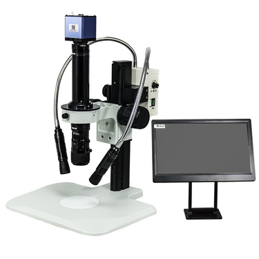 0.58-7X 2.0 Megapixels CMOS LED Light Track Stand Video Zoom Microscope, SKU MZ02130203, three quarter front view