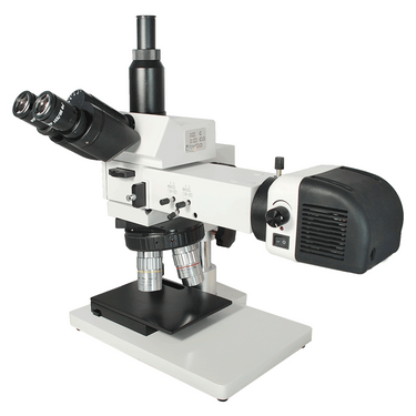 50X-500X Metallurgical Microscope, Trinocular, LED Light, Bright Field + Polarizing Kit, SKU MT11010313, three quarter front view