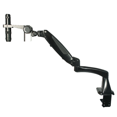 0.35X-2.25X Industrial Inspection Video Zoom Microscope, Pneumatic Arm Clamp Stand, SKU MZ02010171, three quarter front view