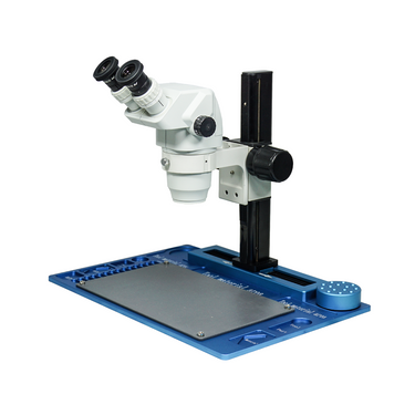 6.7-45X Track Stand Binocular Zoom Stereo Microscope, SKU SZ02020041, three quarter front view