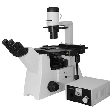 100X-400X Inverted Compound Laboratory Microscope, Trinocular, Halogen Light, C-Mount, Phase Contrast Objective, SKU BM03040303, three quarter front view