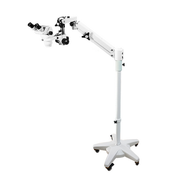 3.35-22.5X Pneumatic Arm Binocular Zoom Stereo Microscope, SKU SZ02020781, three quarter front view