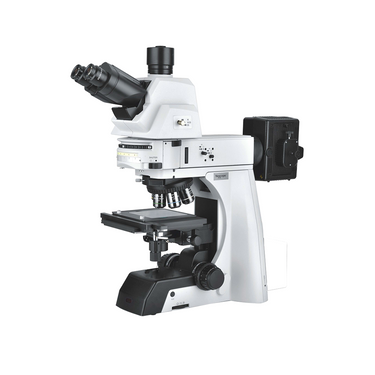 50-1000X Halogen Coaxial Reflection Light XY Stage Travel Distance 102x102mm Trinocular Metallurgical Microscope, SKU Nexcope-NM910RF-Trinocular, three quarter front view