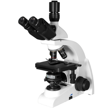 40-1000X LED Coaxial Transmitted Light XY Stage Travel Distance 75x50mm Trinocular Biological Microscope, SKU BM03010311, three quarter front view