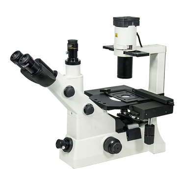 40X-400X Inverted Phase Contrast Lab Microscope, Trinocular, Halogen Light, Bright Field, SKU PH04070303, three quarter front view