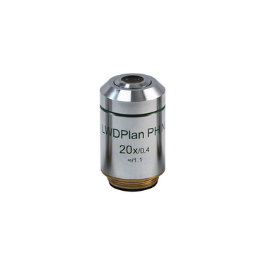 20X Infinity-Corrected (LWD Plan PH N) Long Working Distance Achromatic Negative Phase Contrast Microscope Objective Lens Working Distance 7.97mm, SKU PH03033432, three quarter front view