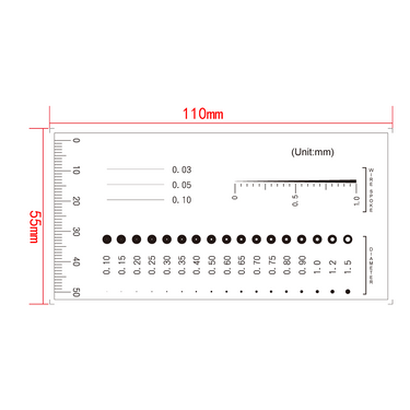 50mm/50 Div Multiple Scale Film Ruler, SKU RT02420609, three quarter front view