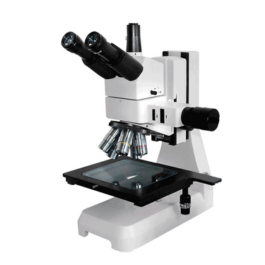 20X-500X Metallurgical Microscope, Trinocular, LED Light, Bright Field + Polarizing Kit, SKU MT18020303, three quarter front view