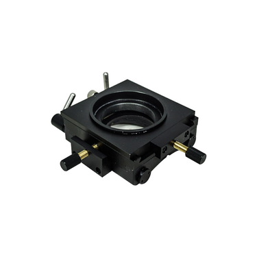 XY Stage Travel Distance 5.5x15mm Stage Platform Dimensions 88x88mm Manual Stage, SKU PM02012511, three quarter front view