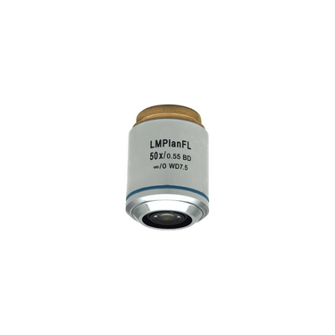 50X Infinity-Corrected Long Working Distance (LM Plan FL) Achromatic Dark Field Metallurgical Microscope Objective Lens Working Distance 7.5mm, SKU DF05163631, three quarter front view