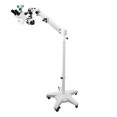 2.0 Megapixels 8-50X CMOS Pneumatic Arm Trinocular Zoom Stereo Microscope, SKU SZ02030772, three quarter front view