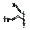 0.35X-2.25X Industrial Inspection Video Zoom Microscope, Pneumatic Arm Post Clamp Stand + Monitor Holder, SKU MZ02010174, three quarter front view