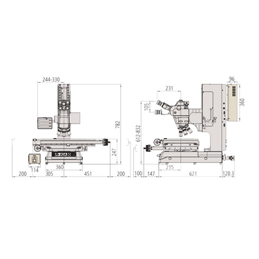 20-1000X LED Dual Illuminated Light XY Stage Travel Distance 400x200mm Measuring Microscope (Bright Field, Measuring Range: 400x200, Motor-Driven Z-Axis Models) Mitutoyo-176-896-13