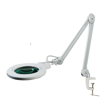 3 & 5 Diopter LED Magnifying Lamp with Clamp – 2 Interchangeable 7-inch Glass Lenses