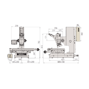 20-1000X LED Dual Illuminated Light XY Stage Travel Distance 400x200mm Measuring Microscope (Bright Field, Measuring Range: 400x200, Z-Axis Measurement) Mitutoyo-176-980-13