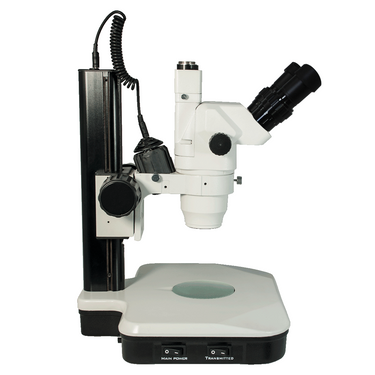 6.5X-45X Super Widefield Zoom Stereo Microscope, Trinocular, Track Stand (Track Length 325mm) Halogen Top Light and Fluorescent Bottom Light
