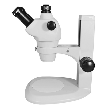 8X-50X Widefield Zoom Stereo Microscope, Trinocular, Track Stand (Track Length 280mm) Fan Shaped Base