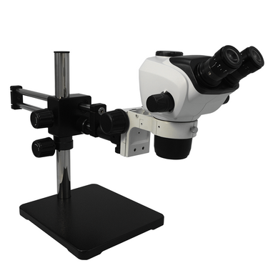 6.6X-51X WF Binocular Zoom Stereo Microscope + Boom Cross Dual Arm Stand