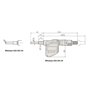 0-25.4mm (0-1″) 1μm 25mm/1" Spherical Digimatic Micrometer Head Mitutoyo-350-353-32