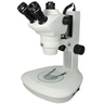 8X-50X Widefield Zoom Stereo Microscope, Trinocular, Track Stand (Track Length 300mm) LED Top and Bottom Light, Fan Shaped Base, SKU SZ09010142, three quarter front view