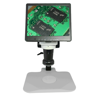 LED Video Microscope, LCD 10 in. Monitor, Industrial Inspection, Post Stand