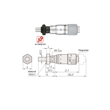 0-0.25″ Mechanical Micrometer Head Graduation 0.001″ 0.25" Flat with Clamp Nut Mechanical Micrometer Head Mitutoyo-148-204