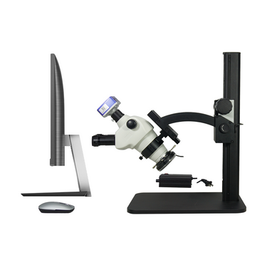 4-50X 8 Megapixels CMOS LED Light Curved Arm Stand Trinocular Zoom Stereo Microscope SZ02030172