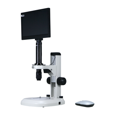 0.7-4.5X 2.0 Megapixels CMOS Track Stand LED Dual Illuminated Light  Video Zoom Microscope, SKU MZ02120215, three quarter front view