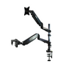 Microscope Monitor Dual Arm Stand, Post Clamp, N Adapter Focus Rack, SKU ST02071723, three quarter front view