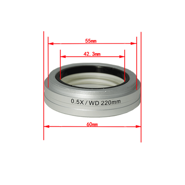 0.5X Auxiliary Objective Barlow Lens for SZ0901 Zoom Stereo Microscope, Screw Thread:M55x0.75mm