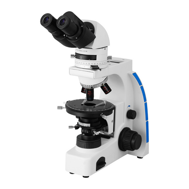 40X-600X Polarizing Microscope, Binocular, Halogen Light, for Geology, Petrology, Laboratories, SKU PL03020221, three quarter front view