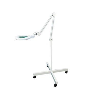 3 Diopter (1.75X) LED Magnifying Lamp with Rolling Floor Stand – 5-inch Glass Lens (Removable)