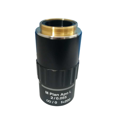 2X Infinity-Corrected Long Working Distance (M Plan Apo L) Apochromatic Metallurgical Microscope Objective Lens Working Distance 34.6mm with Black Finish