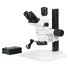 6.7-45X LED Light Track Stand Trinocular Zoom Stereo Microscope, SKU SZ02060032, three quarter front view