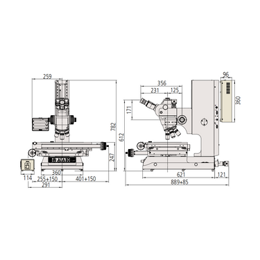 20-1000X LED Dual Illuminated Light XY Stage Travel Distance 300x170mm Measuring Microscope (Bright/Dark Field, Measuring Range: 300x170, Z-Axis Measurement) Mitutoyo-176-989-13