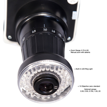 LED Video Microscope, LCD 10 in. Monitor, Industrial Inspection, Track Stand