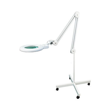 5 Diopter (2.25X) LED Magnifying Lamp with Rolling Floor Stand – 5-inch Glass Lens (Removable)