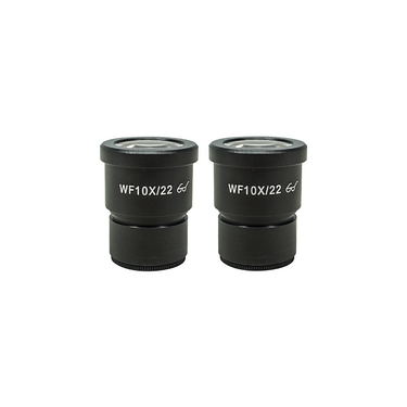 WF 10X Widefield Microscope Eyepieces, High Eyepoint, 30mm, FOV 22mm (Pair), SKU SZ05013211, three quarter front view