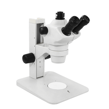 8X-50X Widefield Zoom Stereo Microscope, Trinocular, Track Stand (Track Length 300mm) Rectangle Base