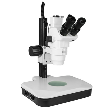 6.5X-45X Super Widefield Zoom Stereo Microscope, Trinocular, Track Stand (Track Length 325mm) Halogen Top Light and Fluorescent Bottom Light