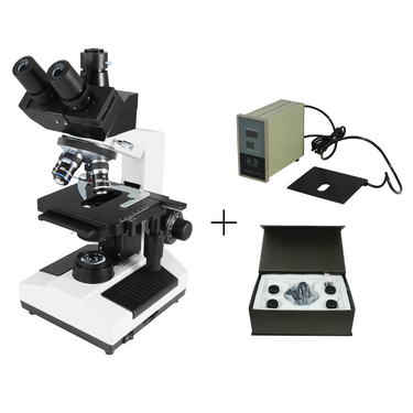 40X-1600X Phase Contrast Lab Microscope, Trinocular, LED Light + Temperature Control Stage