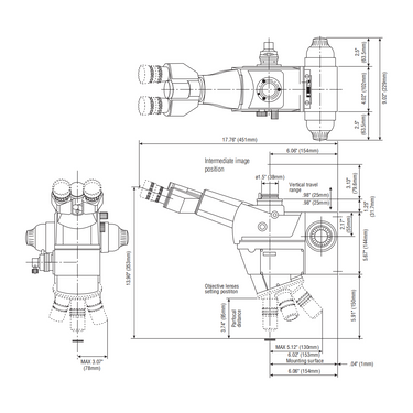 1X Focus Distance 50mm  Laser Video Microscope Body (FS70L-THS), SKU Mitutoyo-378-186-4, three quarter front view