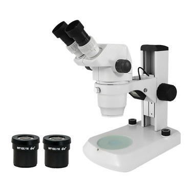 6.7-67.5X Track Stand LED Dual Illuminated Light  Binocular Zoom Stereo Microscope, SKU SZ02020081, three quarter front view