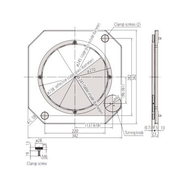 Stage Platform Dimensions 342x342mm Rotary Stage Top Diameter Dia. 270mm Rotary Table with Fine Wheel (B) Mitutoyo-176-306