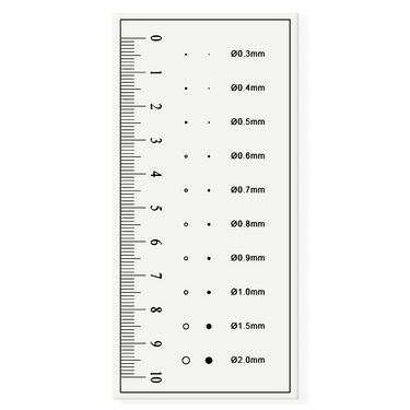 Microscope Stage Micrometer, Calibration Film Ruler, Inspection Black Dot Point Gauge Card 0.3mm-2.0mm