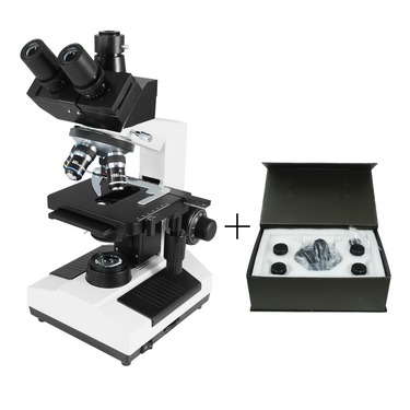 40X-1600X Phase Contrast Lab Microscope, Trinocular, LED Light