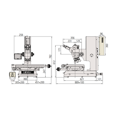 20-1000X LED Dual Illuminated Light XY Stage Travel Distance 400x200mm Measuring Microscope (Bright/Dark Field, Measuring Range: 400x200, Z-Axis Measurement) Mitutoyo-176-990-13
